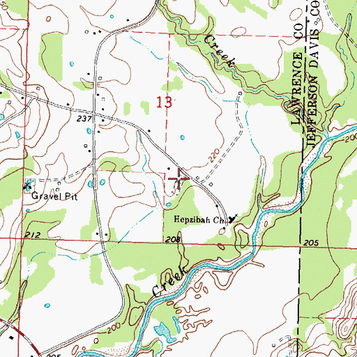 Topographic Map of Hepzibah Cemetery, MS