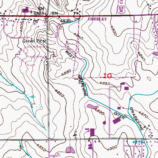 Topographic Map of West Grapevine Ditch, CO