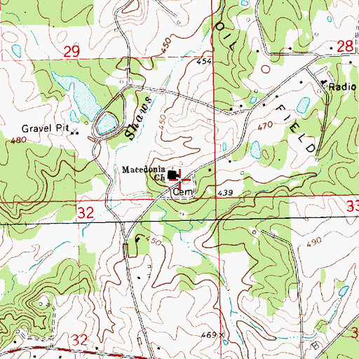 Topographic Map of Macedonia Cemetery, MS