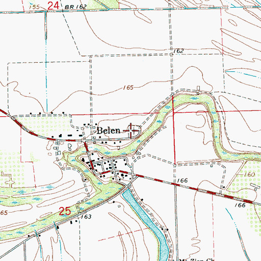 Topographic Map of Belen Cemetery, MS