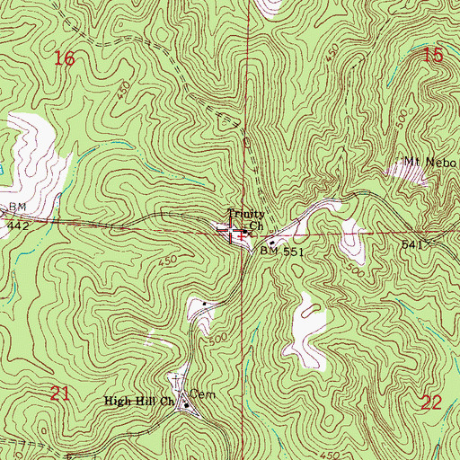 Topographic Map of Trinity Cemetery, MS