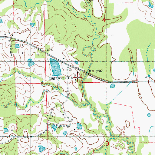 Topographic Map of Big Creek Cemetery, MS