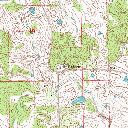 Topographic Map of Salem Cemetery, MS