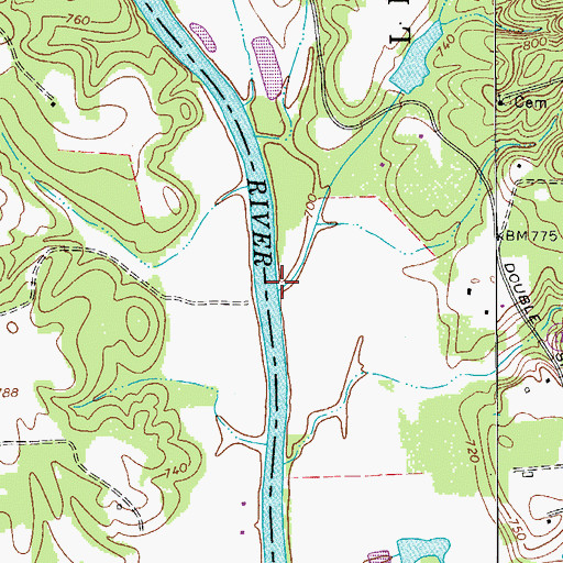 Topographic Map of Caudle Branch, NC
