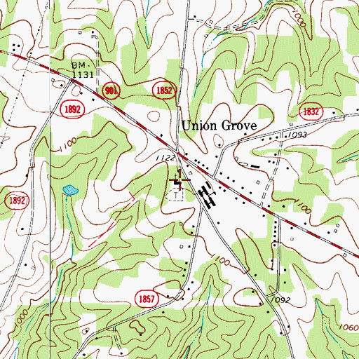 Topographic Map of Union Grove United Methodist Church, NC
