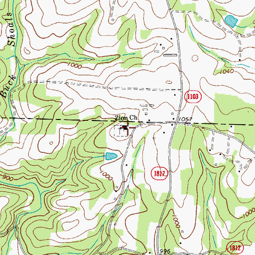 Topographic Map of Zion Baptist Church, NC