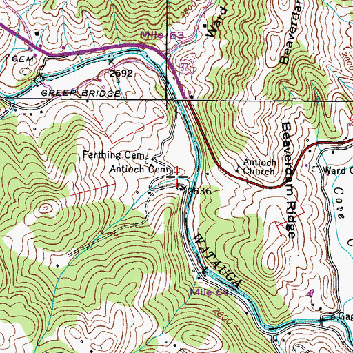 Topographic Map of Antioch Church (historical), NC