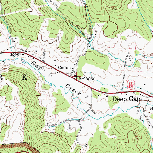 Topographic Map of Deep Gap School (historical), NC