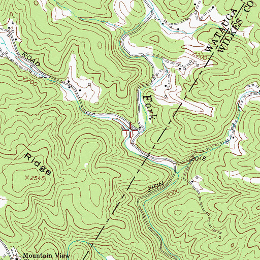 Topographic Map of Flowers Branch, NC