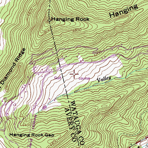 Topographic Map of Hanging Rock Golf and Country Club, NC