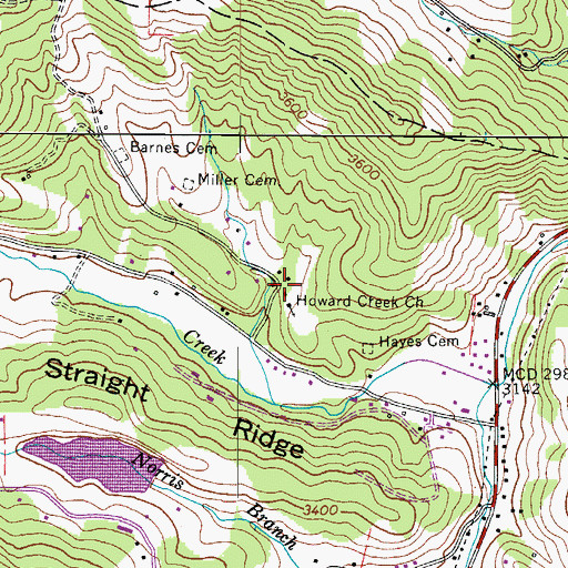 Topographic Map of Howard Creek School (historical), NC