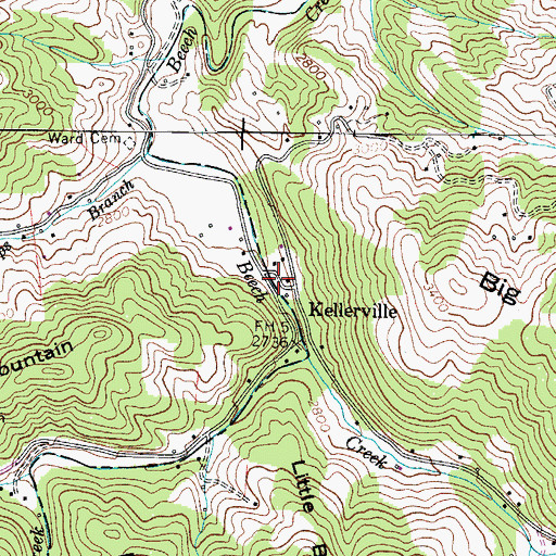 Topographic Map of Kellersville School (historical), NC