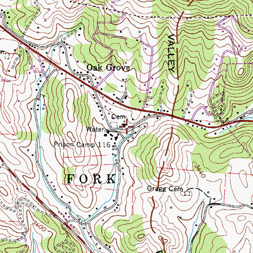 Topographic Map of Oak Grove Baptist Church, NC