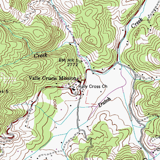 Topographic Map of Valle Crucis School (historical), NC