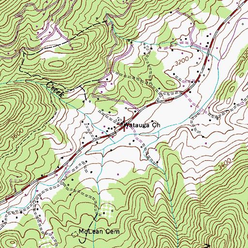 Topographic Map of Valley Creek, NC