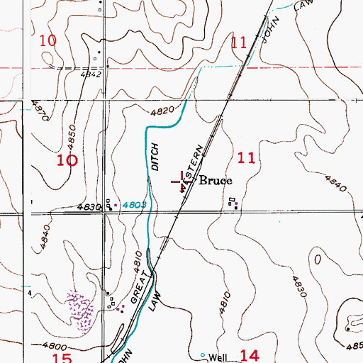 Topographic Map of Bruce, CO