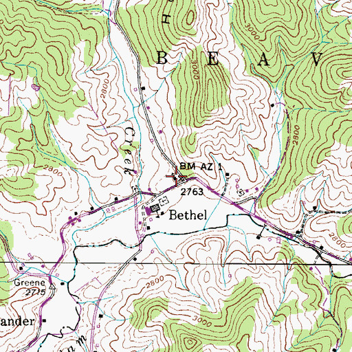 Topographic Map of Bethel Baptist Church, NC