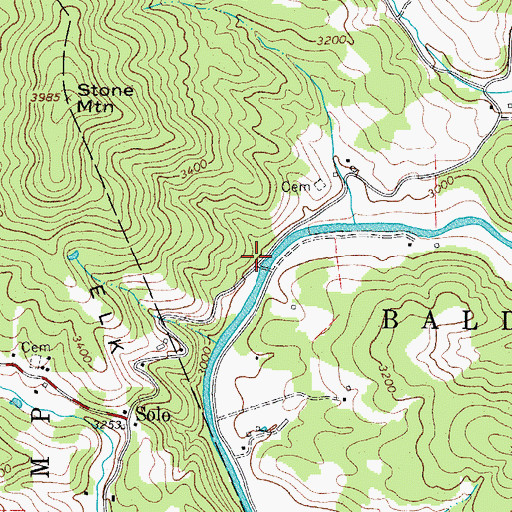 Topographic Map of Brookside (historical), NC