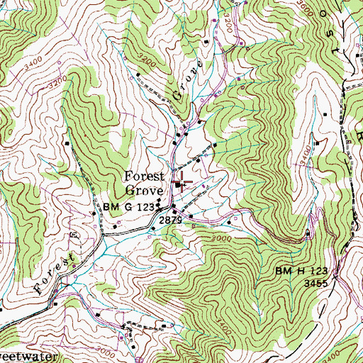 Topographic Map of Forest Grove Baptist Church, NC