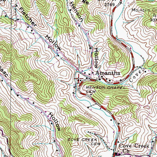 Topographic Map of Hinsons Chapel Methodist Church, NC