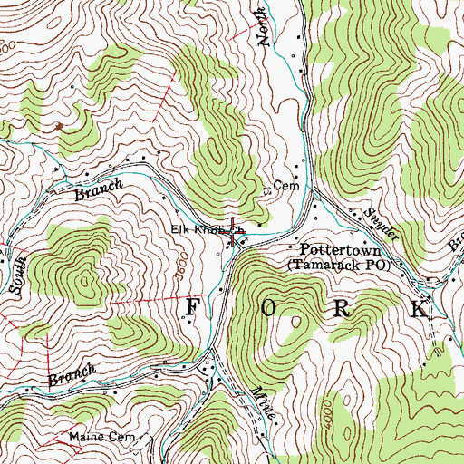 Topographic Map of Pottertown School (historical), NC