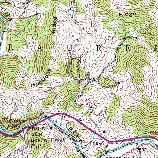 Topographic Map of Rush Branch School (historical), NC