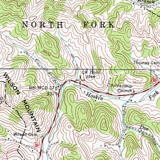 Topographic Map of Thomas School (historical), NC