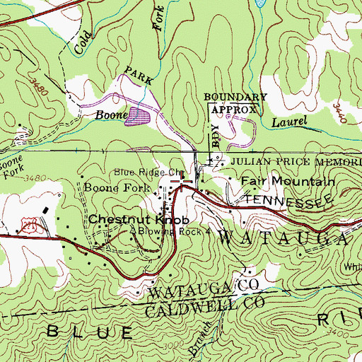Topographic Map of Boone Fork School (historical), NC