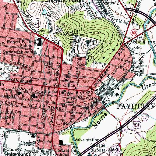 Topographic Map of Church of Christ, TN