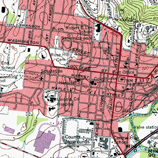 Topographic Map of Donalson Hospital (historical), TN