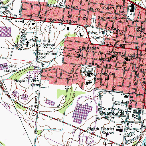 Topographic Map of Elmwood Terrace, TN