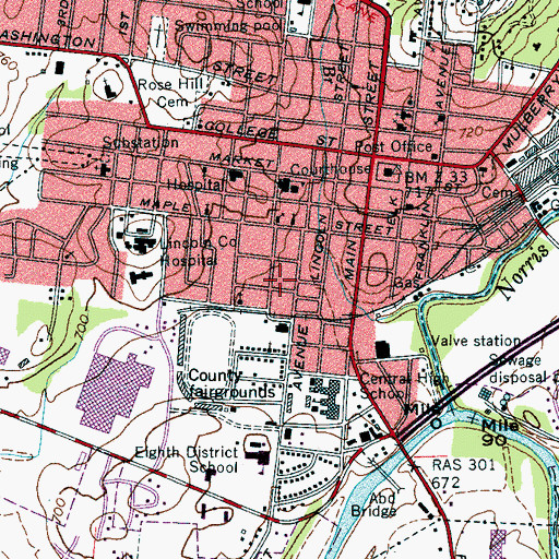 Topographic Map of Madden Homes, TN