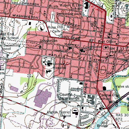 Topographic Map of Mayberry Courts, TN