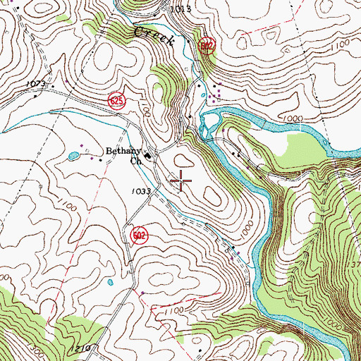 Topographic Map of Bethany Cemetery, VA