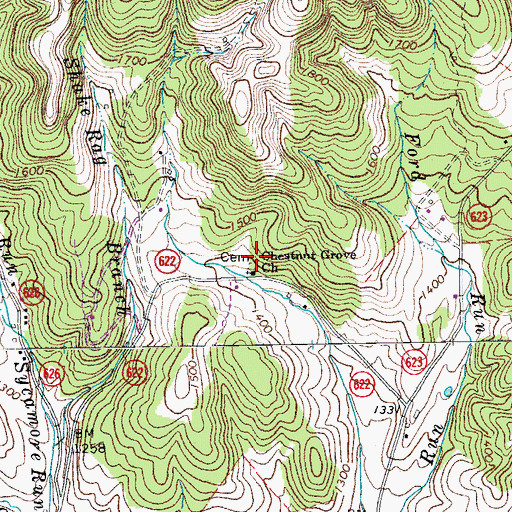 Topographic Map of Chestnut Grove Cemetery, VA
