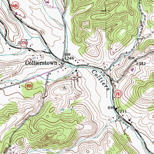 Topographic Map of Collierstown Cemetery, VA