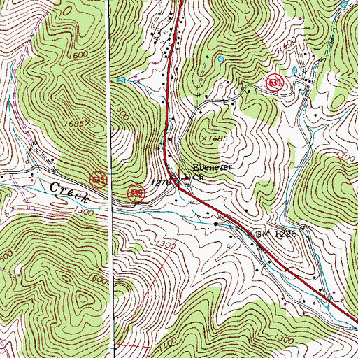 Topographic Map of Ebenezer Cemetery, VA