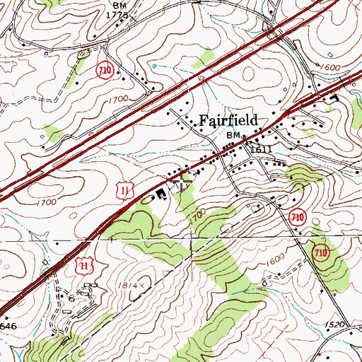 Topographic Map of Fairfield Cemetery, VA