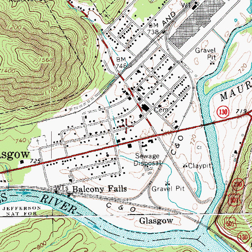 Topographic Map of Glasgow Baptist Church, VA