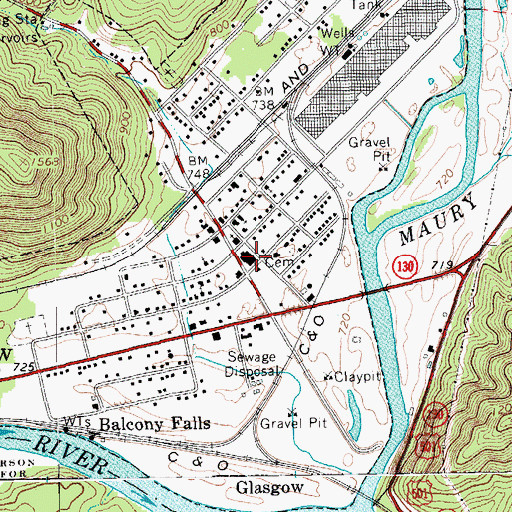 Topographic Map of Glasgow Elementary School (historical), VA