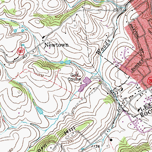 Topographic Map of Lexington Golf and Country Club, VA