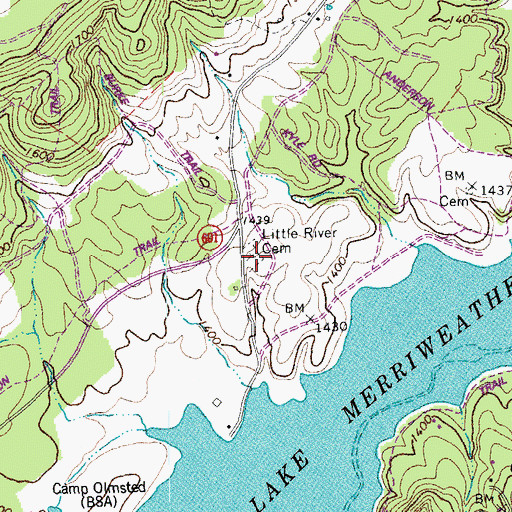 Topographic Map of Little River Church (historical), VA
