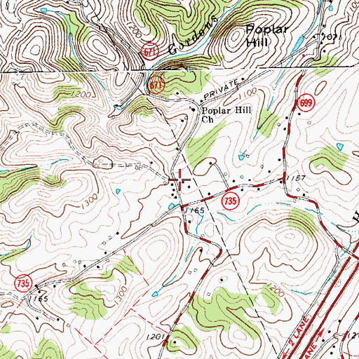 Topographic Map of Moores School (historical), VA