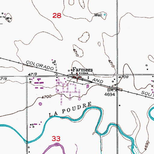 Topographic Map of Farmers, CO