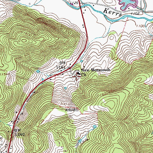 Topographic Map of New Monmouth Cemetery, VA