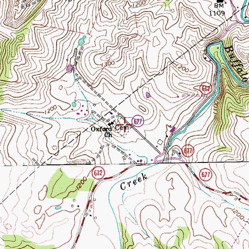 Topographic Map of Oxford Cemetery, VA