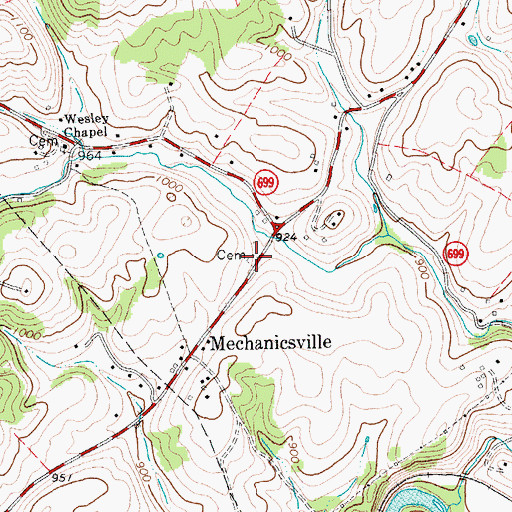Topographic Map of Paxton Cemetery, VA