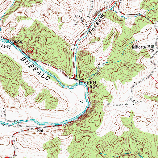 Topographic Map of Possum Hollow, VA