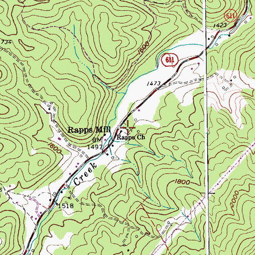 Topographic Map of Rapps Cemetery, VA