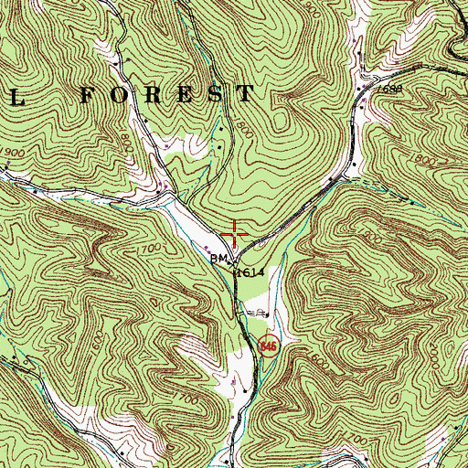 Topographic Map of Unexpected School (historical), VA